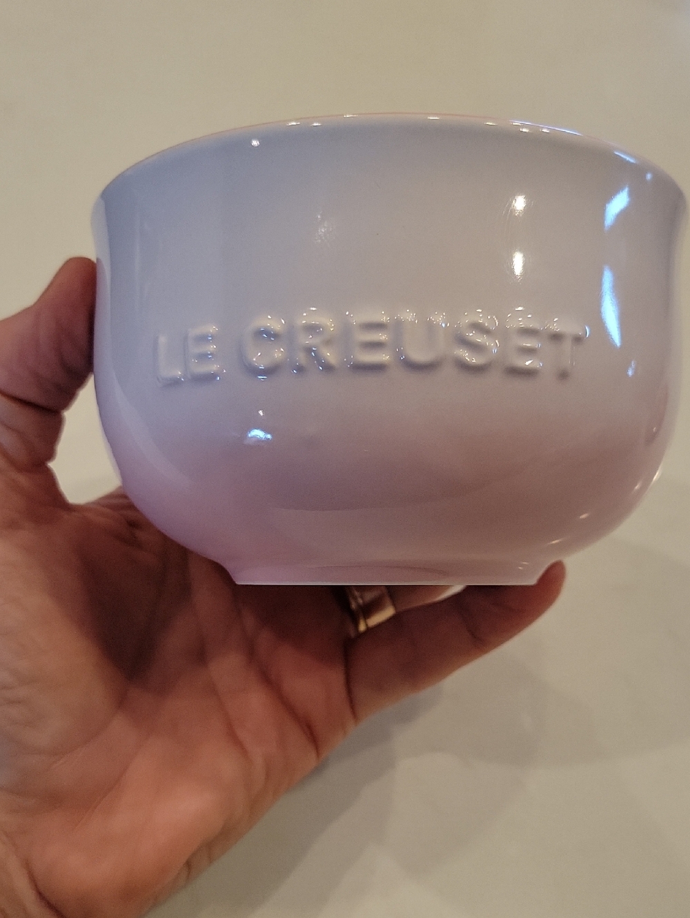 Le Creuset Chiffon Pink And White Small Serving Bowl